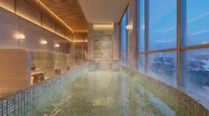 Phối cảnh hồ ngâm Sky Onsen tầng 20 Palm River.
