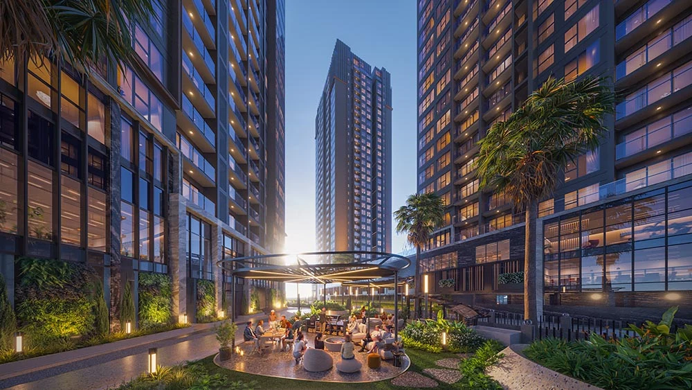 Phối cảnh khu BBQ ngoài trời The Privé