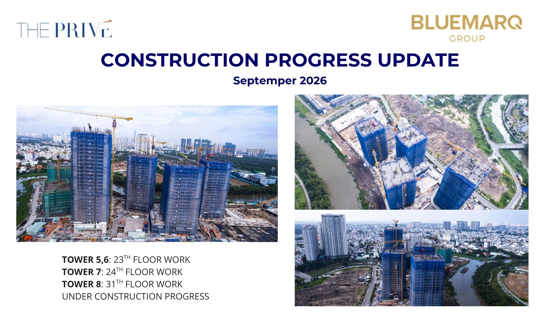Tiến độ thi công tháp 5, 6, 7 và 8 The Privé tháng 09-2026