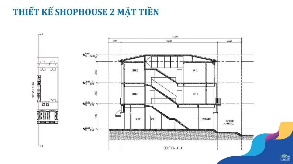 Thiết kế Shophouse 2 Mặt tiền tại Phân khu Shophouse Biển - Novaworld Phan Thiết