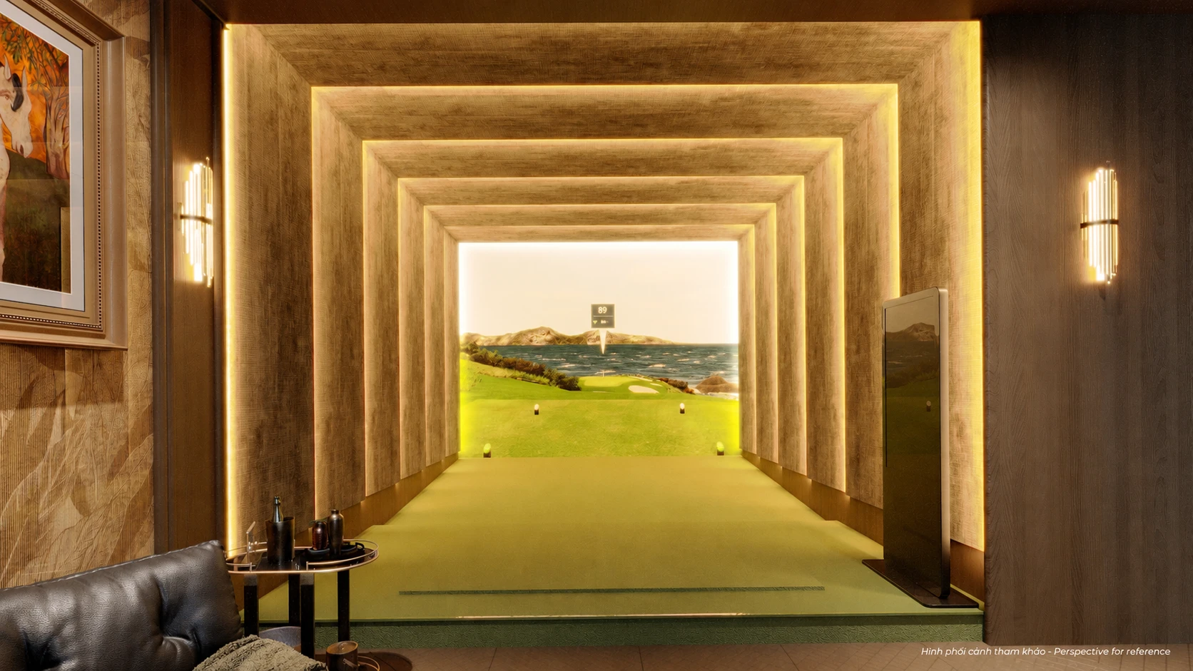 Phòng golf mô phỏng của Triton Crown Phú Mỹ Hưng