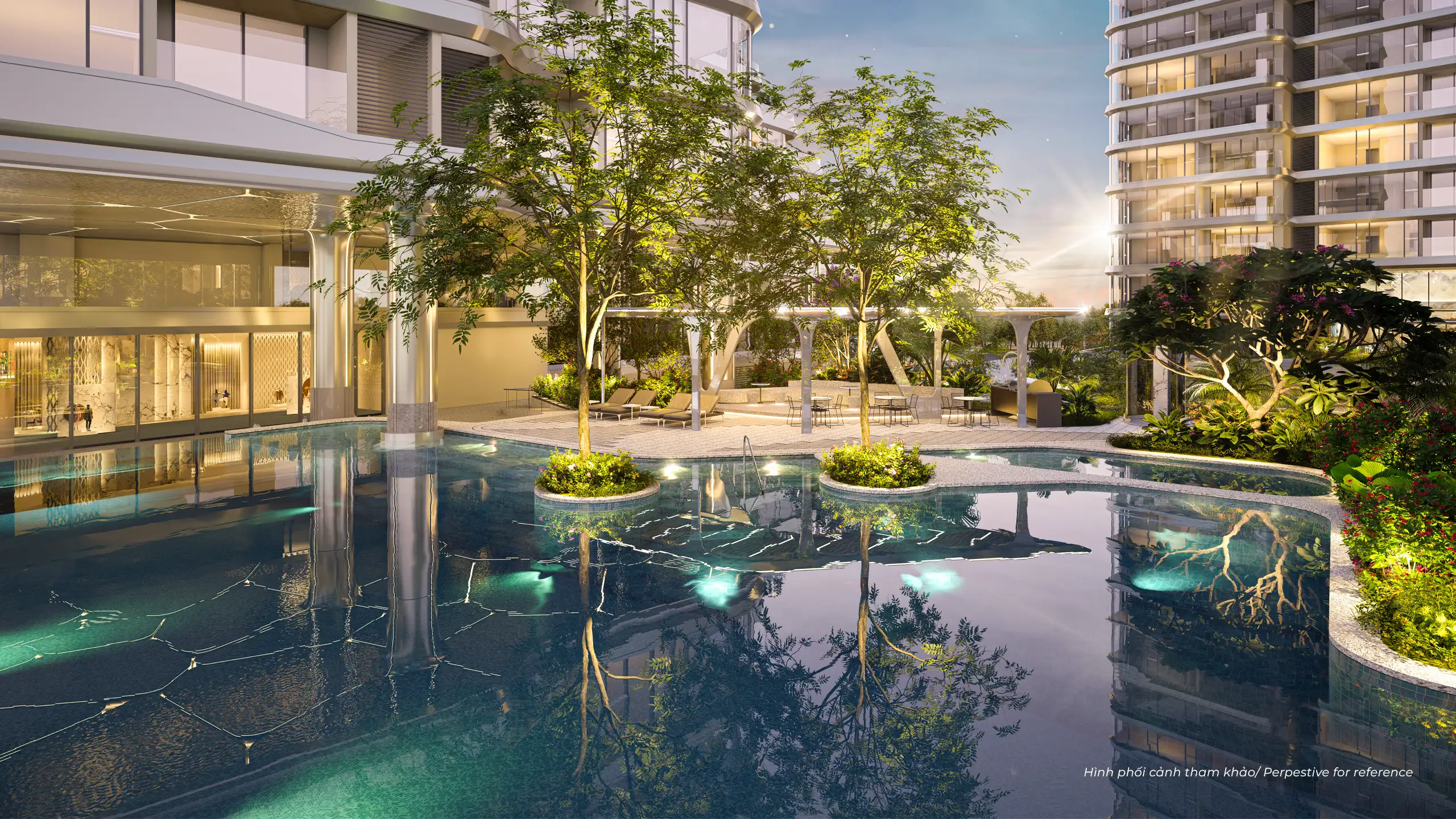 Hồ bơi tầng 3 tháp A tại dự án Triton Crown Phú Mỹ Hưng