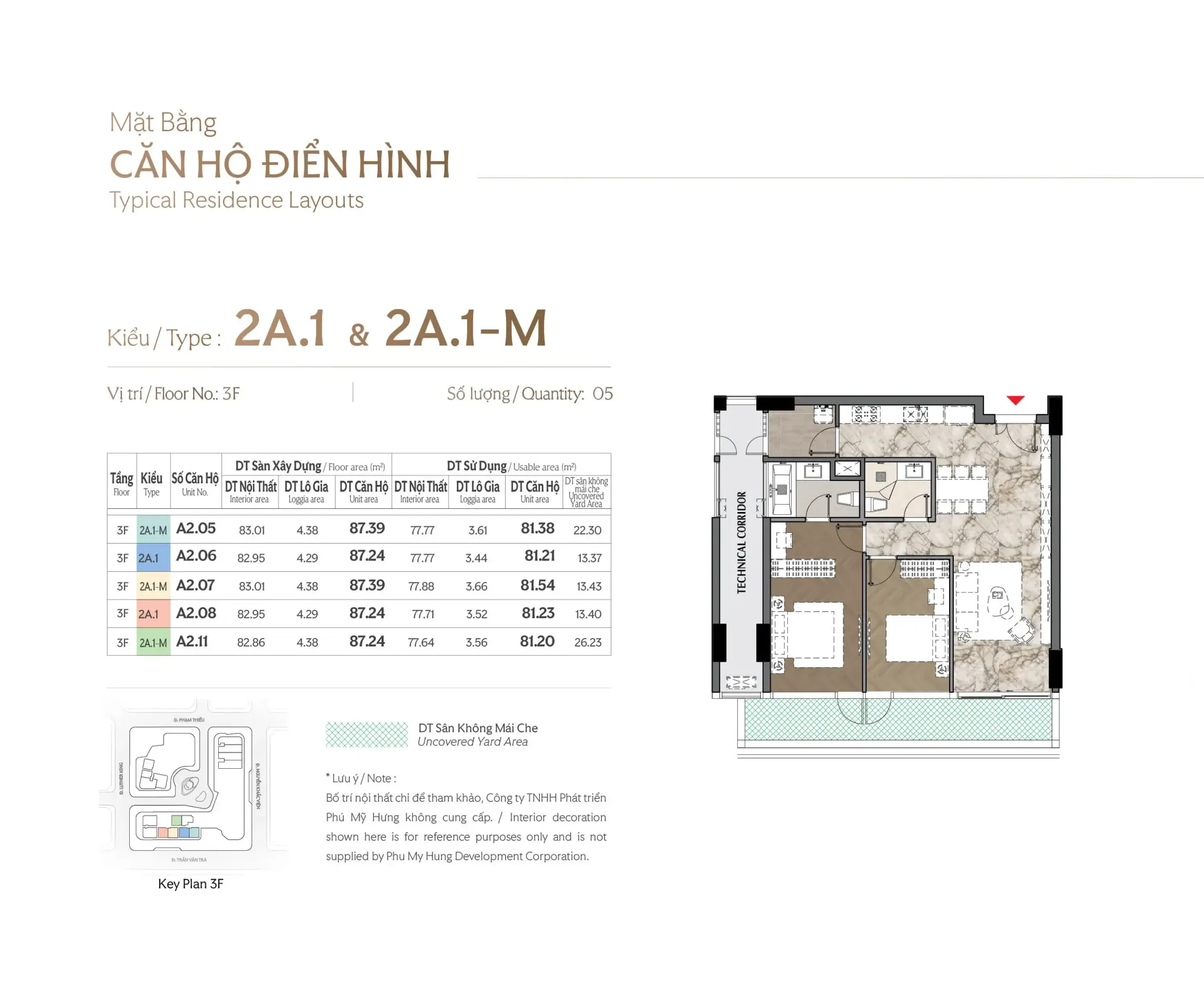 Mặt bằng mẫu 2A.1-M và 2A.1 tháp A tại dự án Triton Crown Phú Mỹ Hưng