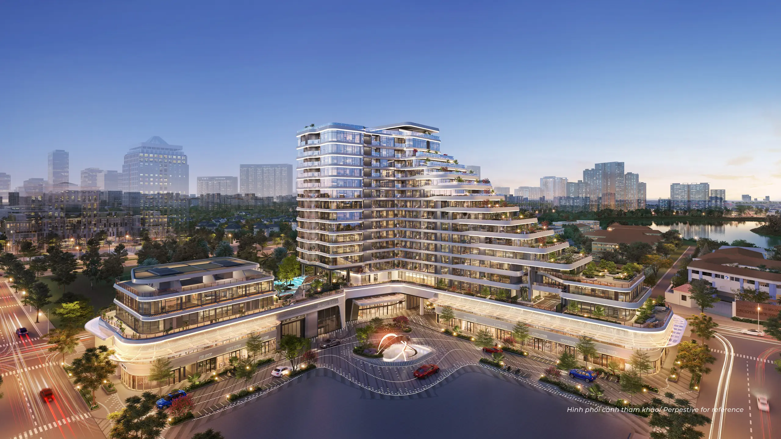 Phối cảnh kiến trúc giật cấp tháp A tại Triton Crown Phú Mỹ Hưng
